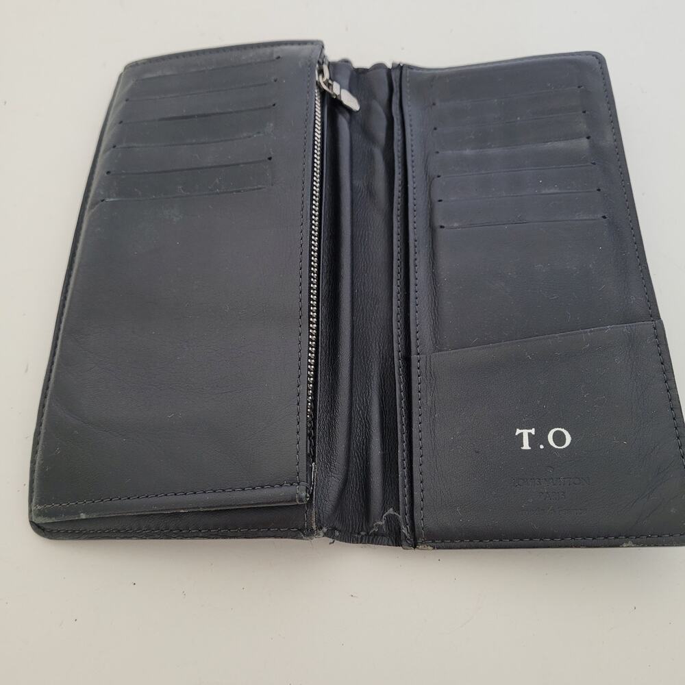 Vintage Louis Vuitton Damier Brazza Wallet Colalt Blue Black Bi-Fold Large Check - Picture 3 of 15